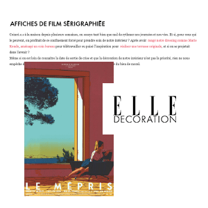 PLAKAT - EDITION - AFFICHE - CINEMA - SERIGRAPHIE - EDITION LIMITEE - NUMEROTEE MAIN - SIGNEE MAIN - PRESSE ELLE MAGAZINE