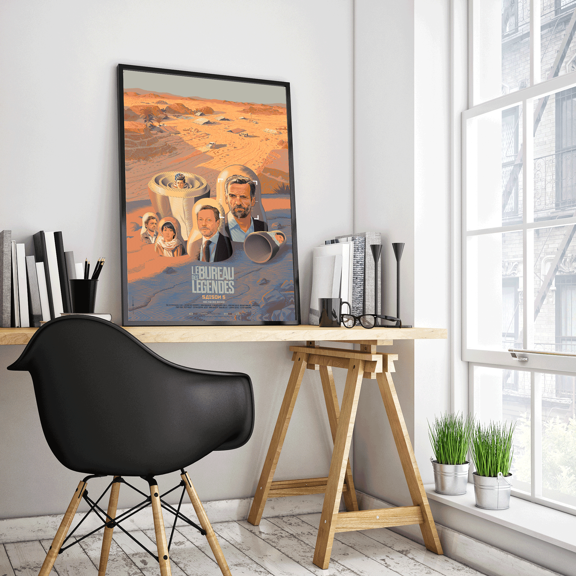 plakat - maison d'edition d'affiche en sérigraphie - affiche inspirée de la série le bureau des légendes saison 5 réalisée par Marc Aspinall - imprimée en edition limitée numérotee main