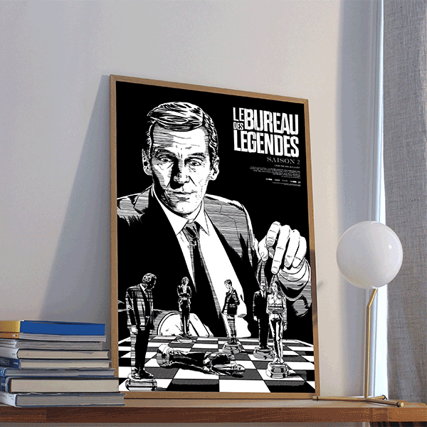 plakat - maison d'edition d'affiche en sérigraphie - affiche inspirée de la série le bureau des légendes saison 2 realise par Kevin Manach  - imprimée en edition limitée numérotee main