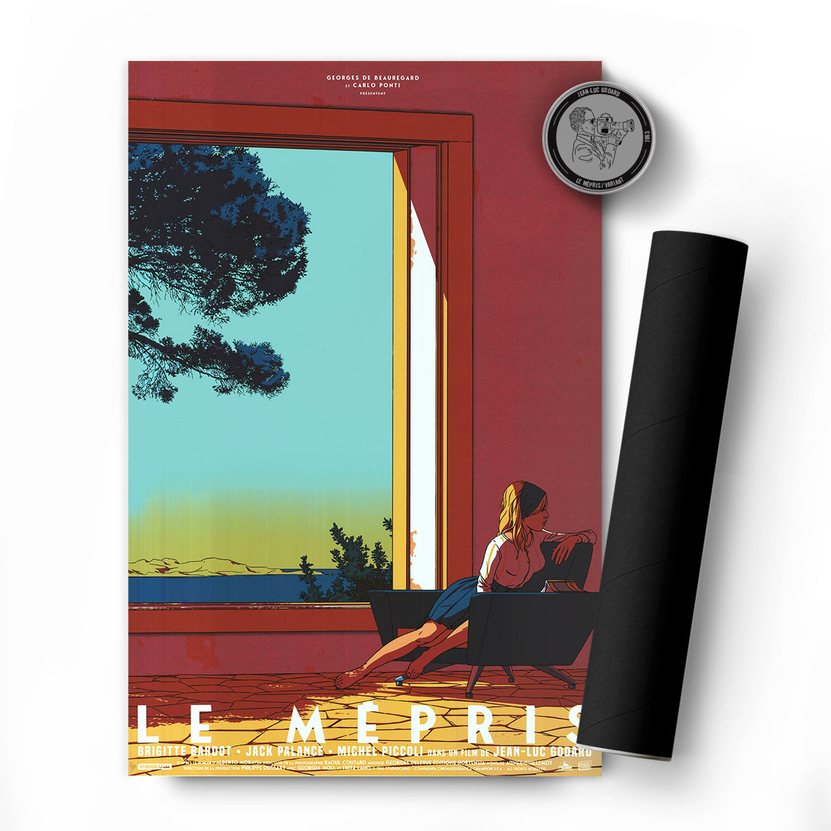 Plakat - maison d'edition d'affiche en serigraphie - affiche de cinema le mépris variant réalisée par hippolyte jacquet - imprimée en edition limitée numérotée main