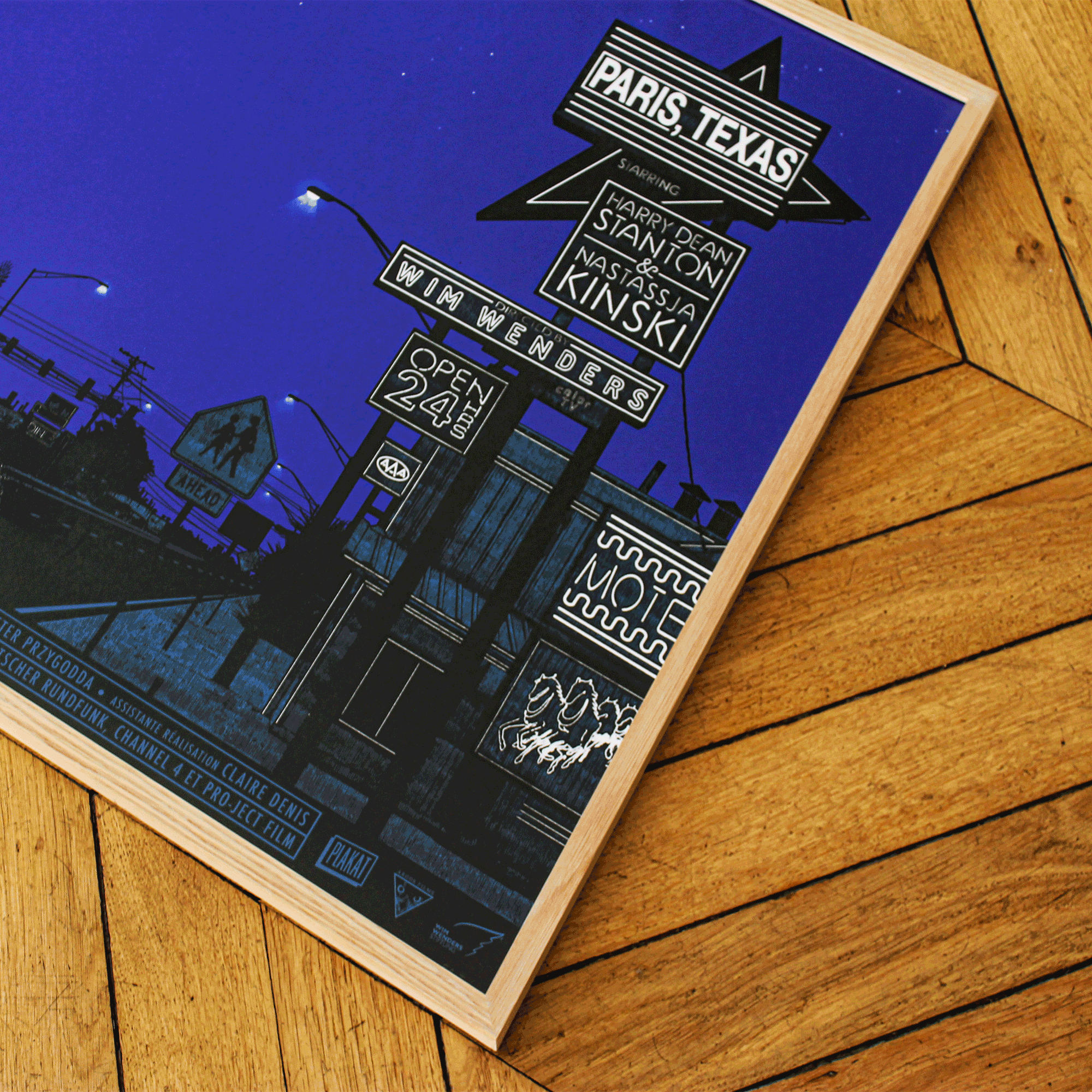 Plakat - maison d'edition d'affiche en serigraphie - affiche de cinema paris Texas magic night réalisée par dan McCarthy - imprimée en edition limitée numérotée main