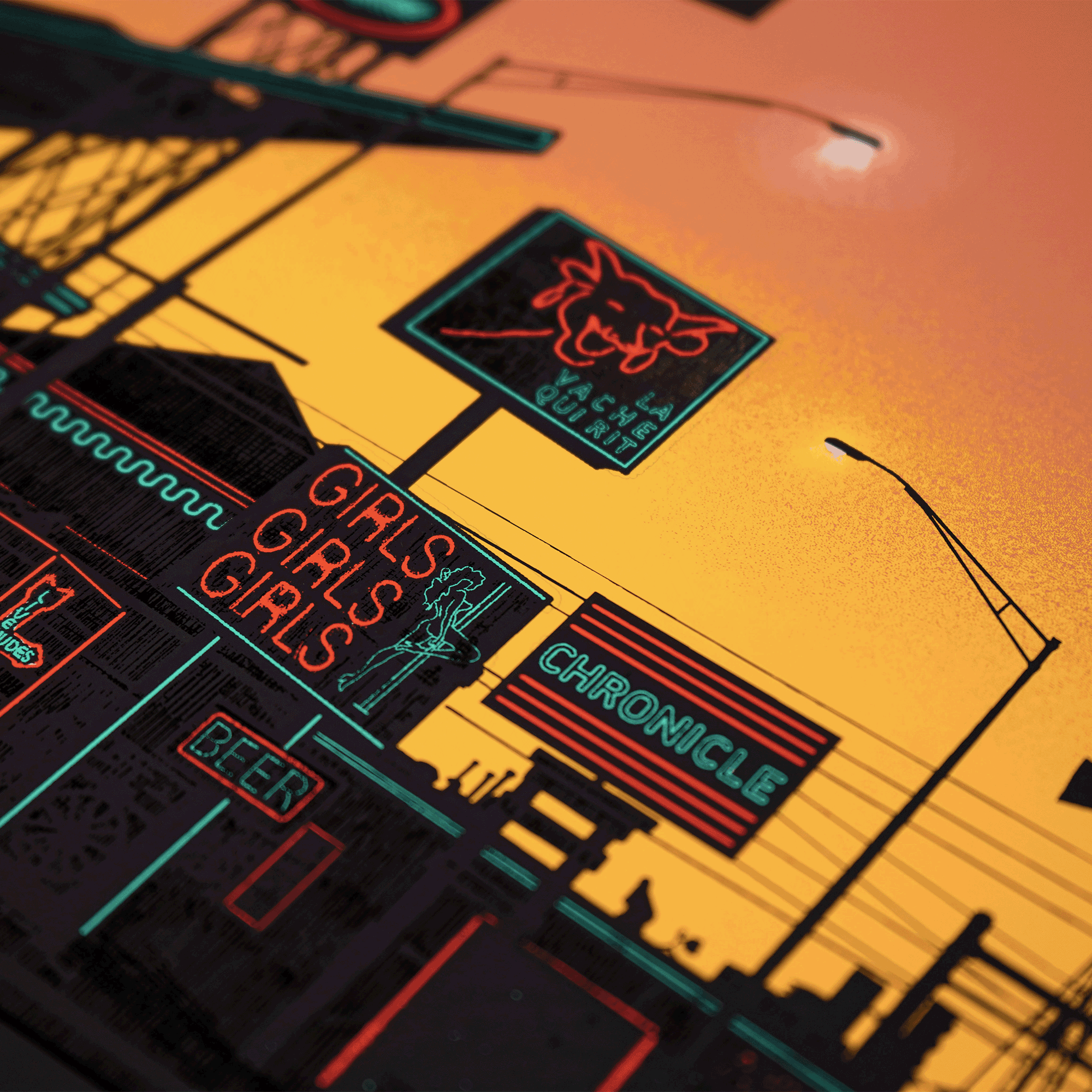 Plakat - maison d'edition d'affiche en serigraphie - affiche de cinema paris Texas sunrise réaliser par dan McCarthy - imprimée en edition limitée numérotée main