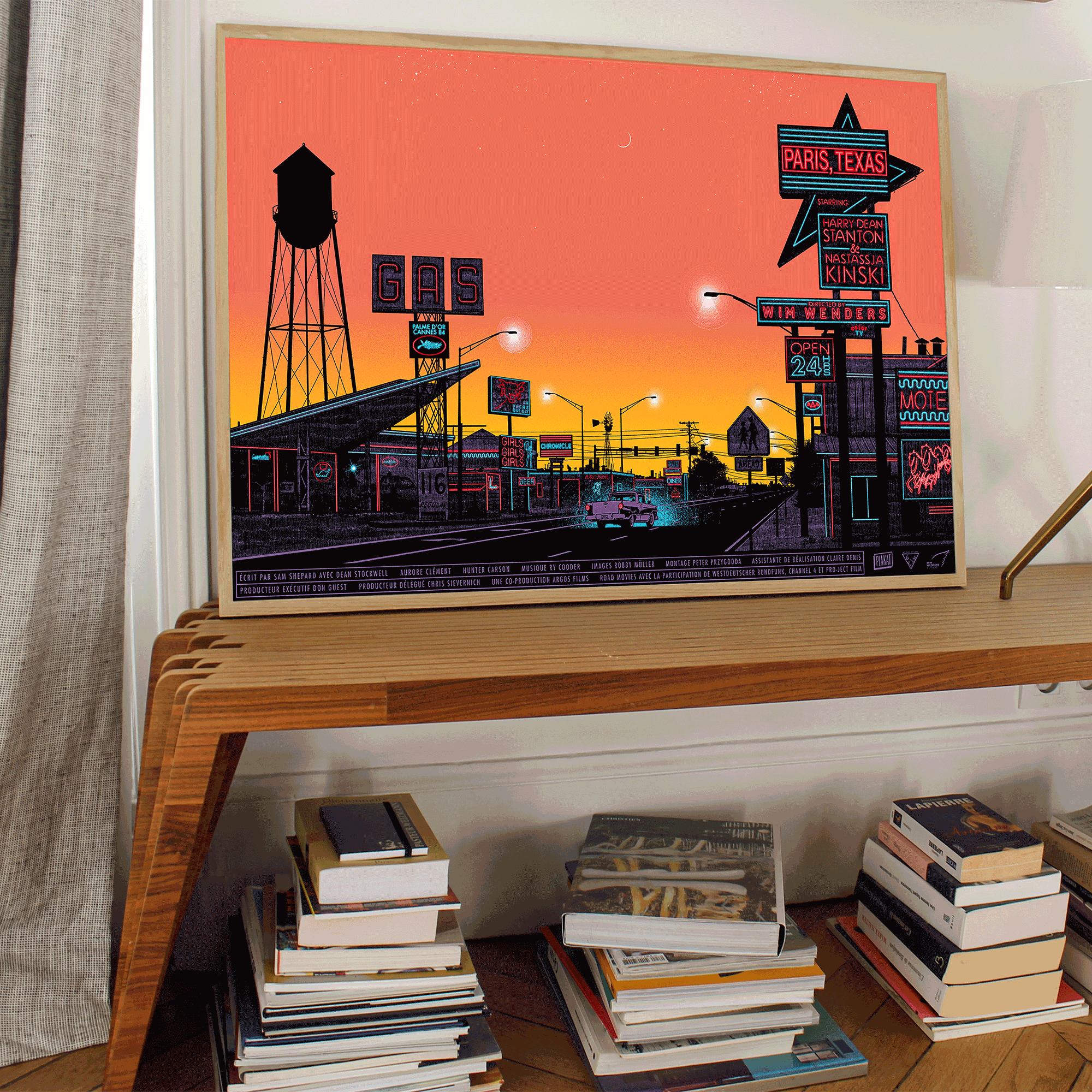 Plakat - maison d'edition d'affiche en serigraphie - affiche de cinema paris Texas sunrise réaliser par dan McCarthy - imprimée en edition limitée numérotée main