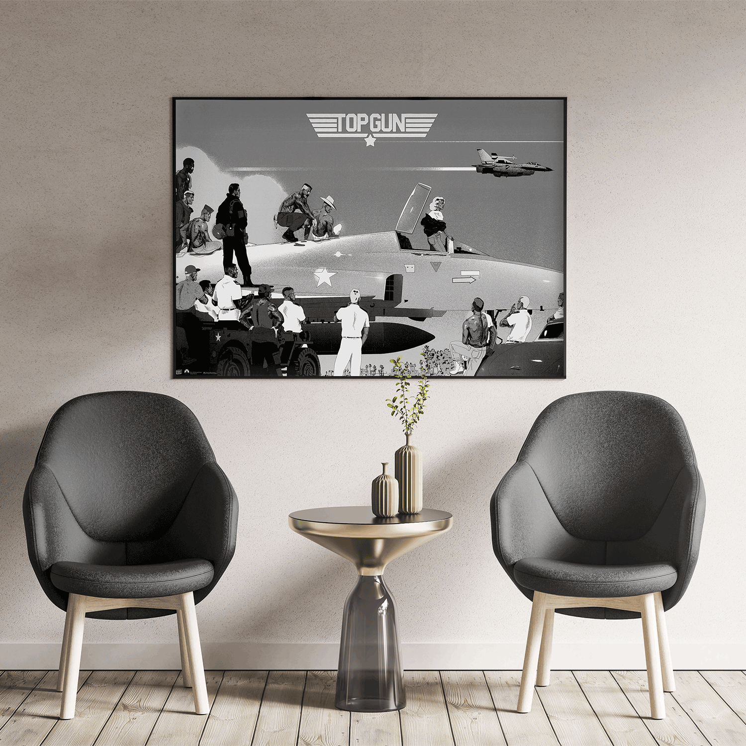 Plakat - maison d'edition d'affiche en serigraphie - affiche de cinema top gun variant (argent) réalisée par Paul lacolley - imprimée en edition limitée numérotée main