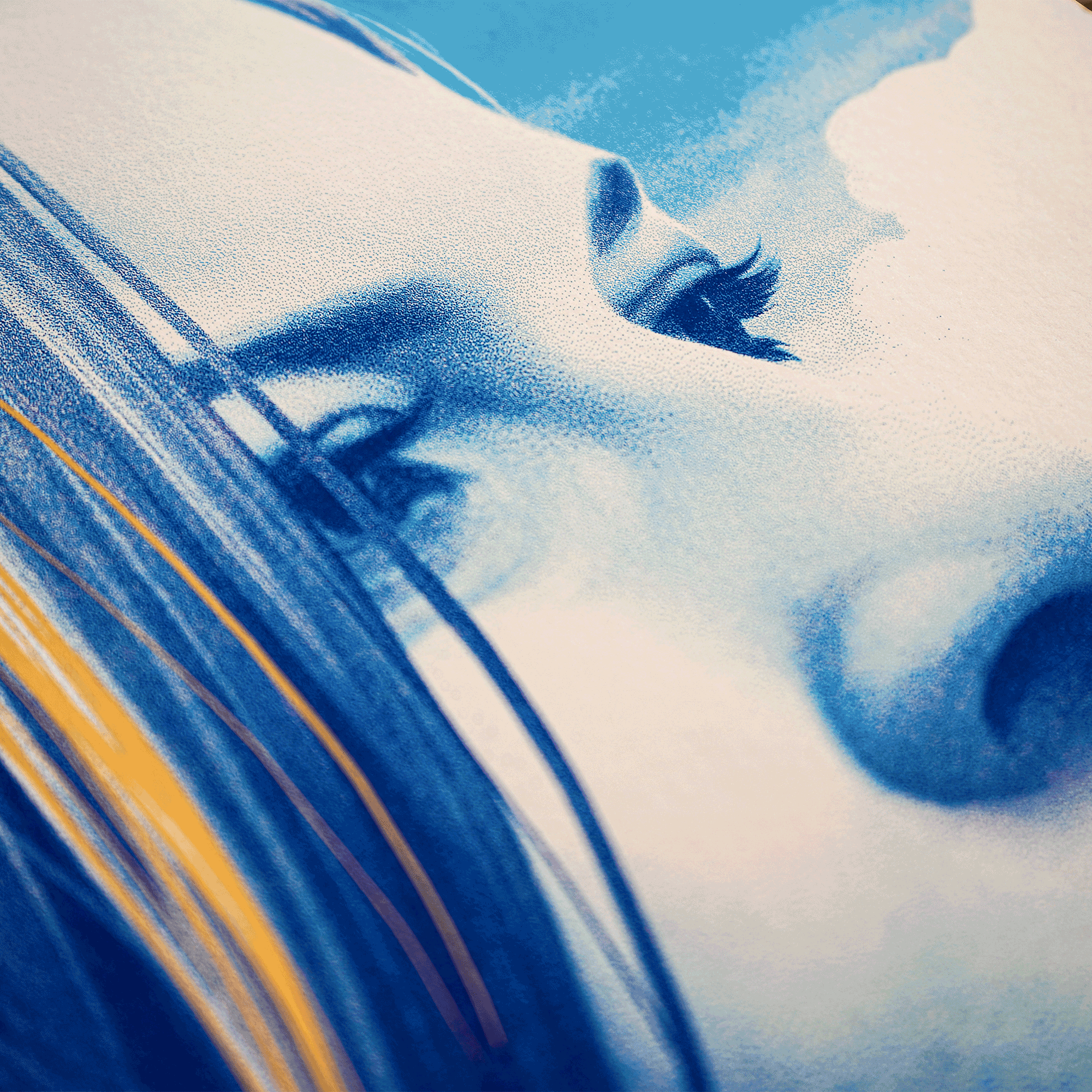 Plakat - maison d'edition d'affiche en serigraphie - affiche de cinema mommy variant (bleu) réalisée par Jeremy enecio - imprimée en edition limitée numérotée main